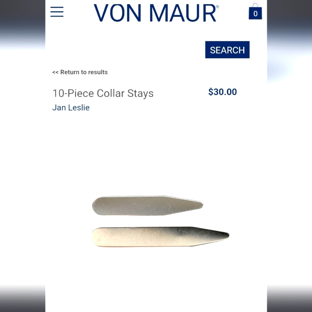 Von Maur Silver Collar Stays 18 Piece